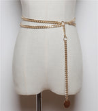 Women's Dress with Thin Belt & Chain Detail