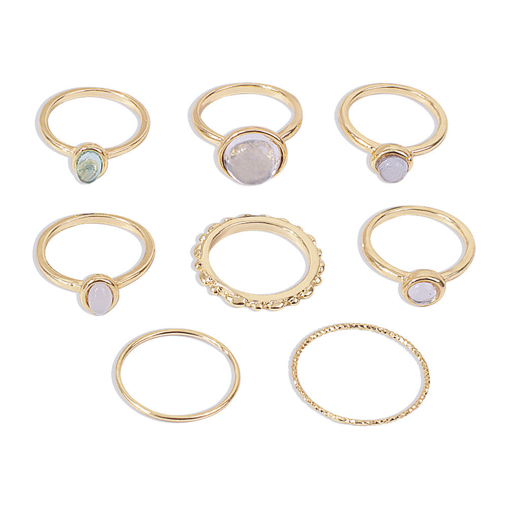 Colorful Stone Metallic Rings for Women