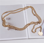 Women's Dress with Thin Belt & Chain Detail