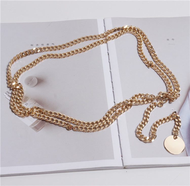 Women's Dress with Thin Belt & Chain Detail