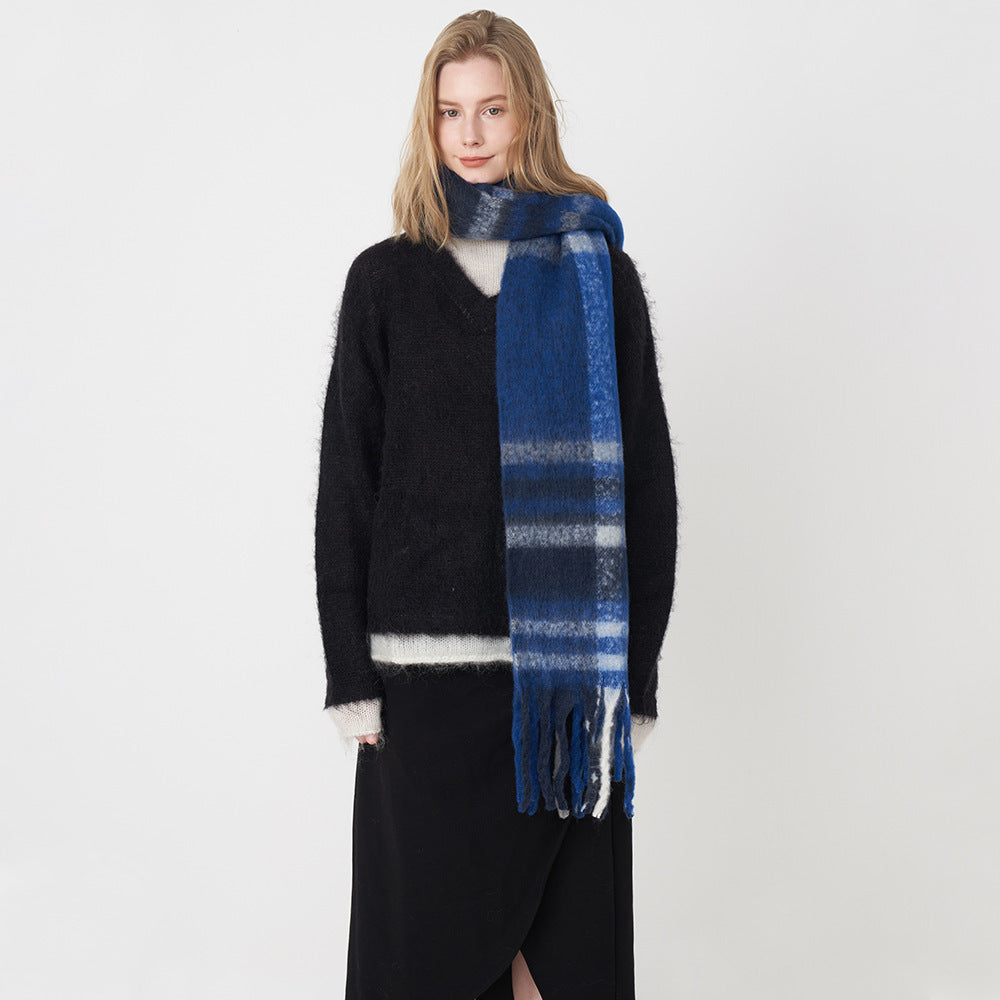 Classic European & American Plaid Cashmere-Feel Scarf