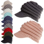 Women's Ponytail Beanie – Soft Knitted Autumn/Winter Skull Cap
