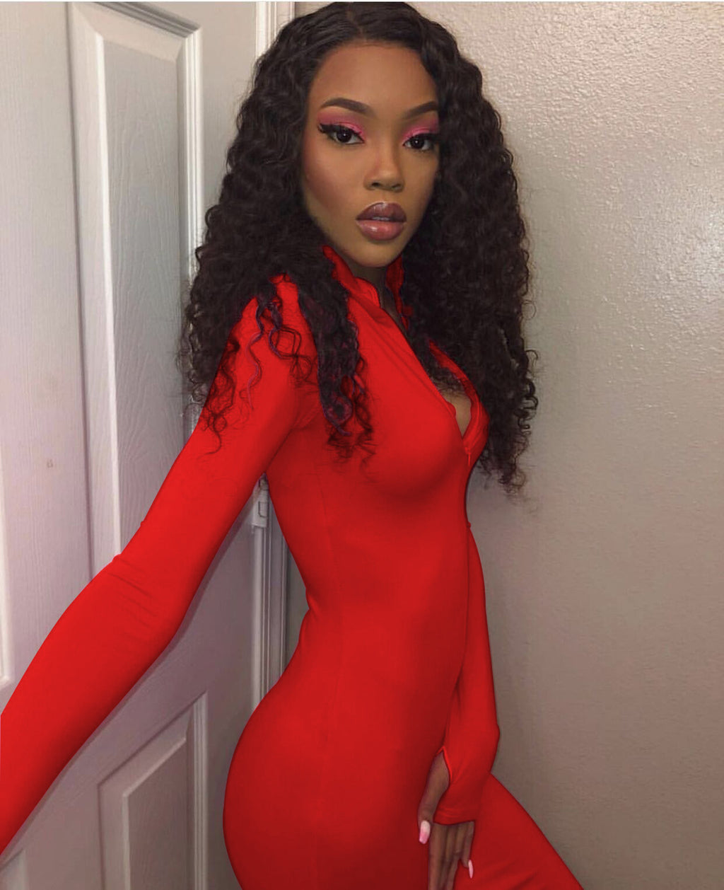 Long Sleeve Bodycon Zipper Dress