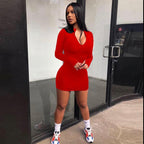 Long Sleeve Bodycon Zipper Dress
