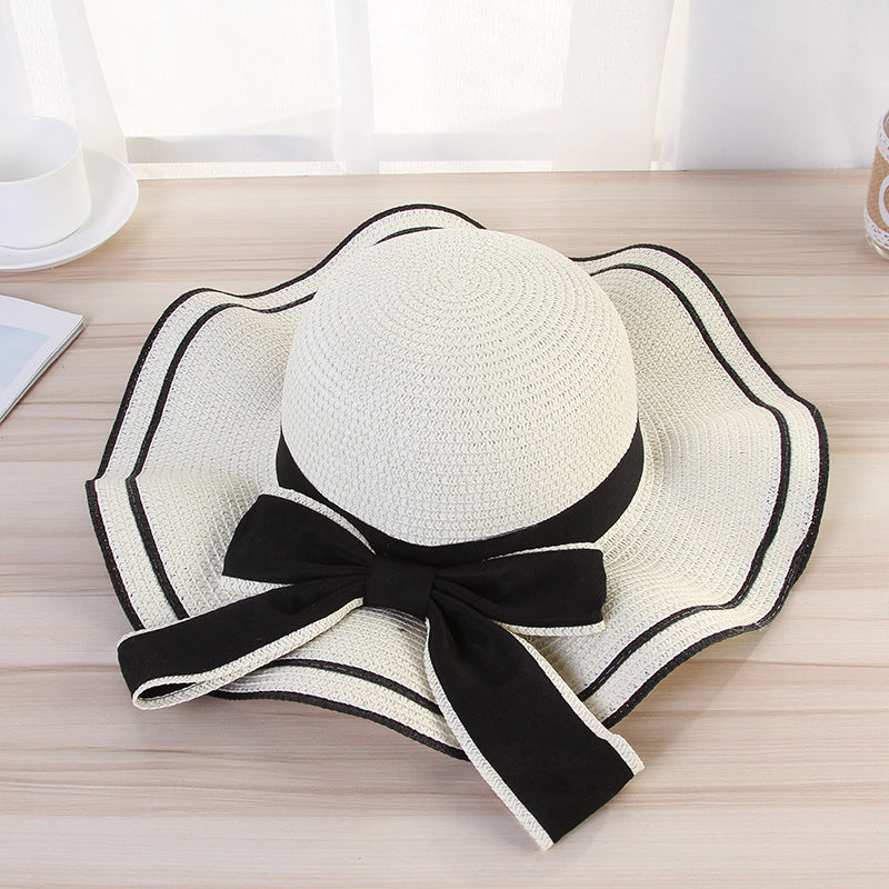 Women's Summer Straw Sun Hat – Foldable Fashion Bow Beach & Travel Cap