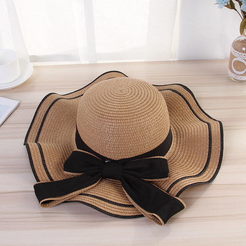 Women's Summer Straw Sun Hat – Foldable Fashion Bow Beach & Travel Cap