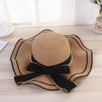 Women's Summer Straw Sun Hat – Foldable Fashion Bow Beach & Travel Cap