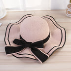 Women's Summer Straw Sun Hat – Foldable Fashion Bow Beach & Travel Cap