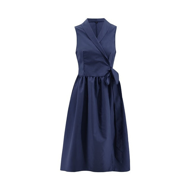 Women's Casual Sleeveless Belted Midi Dress