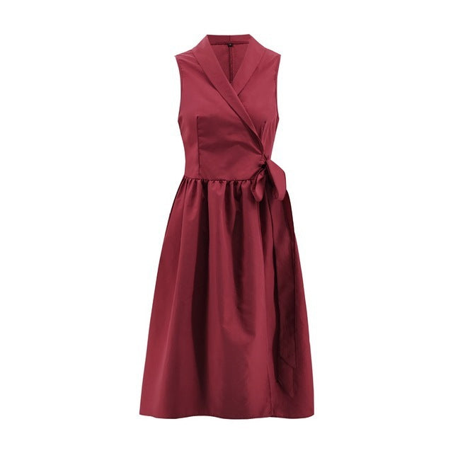 Women's Casual Sleeveless Belted Midi Dress