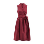 Women's Casual Sleeveless Belted Midi Dress