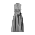 Women's Casual Sleeveless Belted Midi Dress