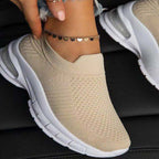 Women's White Vulcanized Sock Sneakers – Casual Summer Trainers