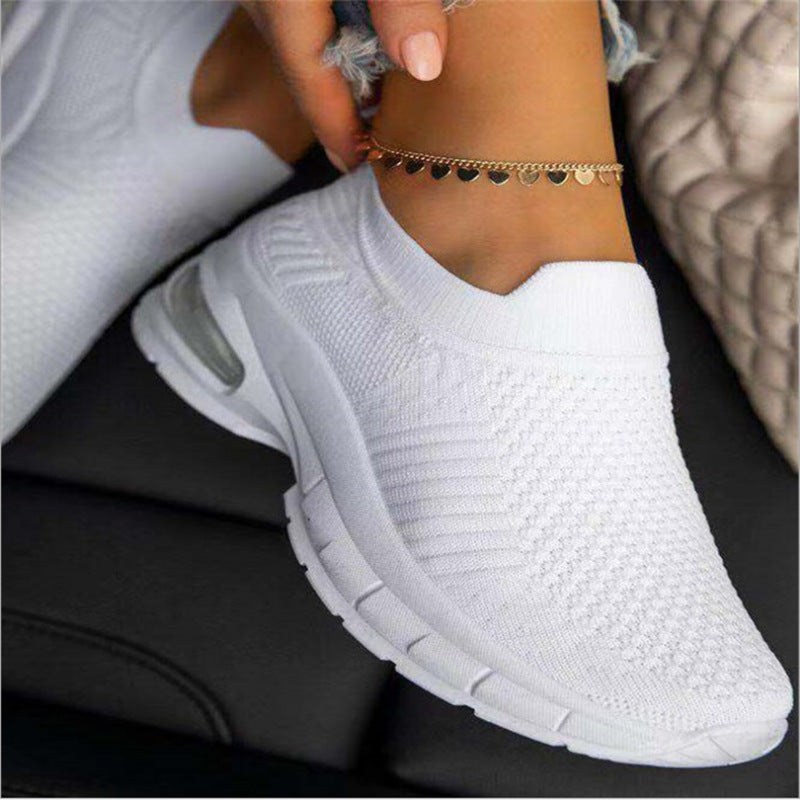 Women's White Vulcanized Sock Sneakers – Casual Summer Trainers