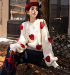 Loose Strawberry Crochet Knit Sweater