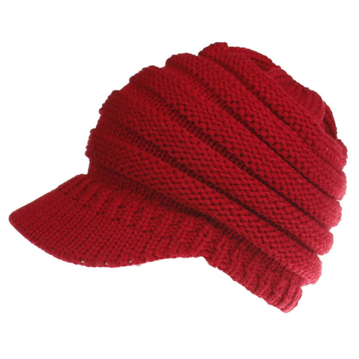 Women's Ponytail Beanie – Soft Knitted Autumn/Winter Skull Cap