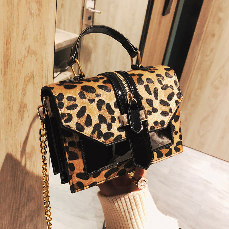 Leopard Print Chain Shoulder Crossbody Bag