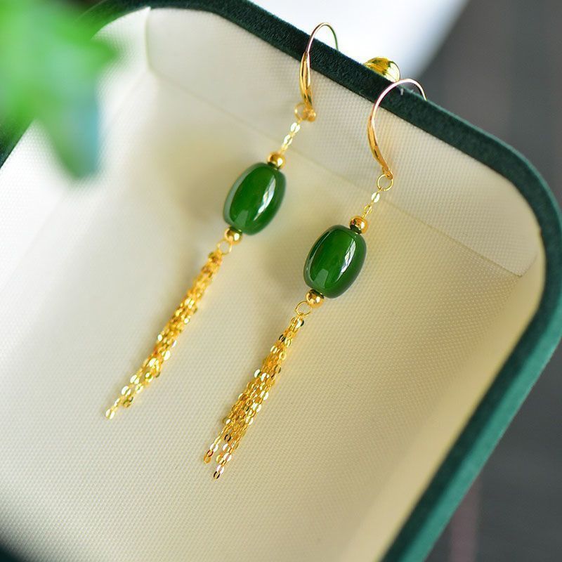 Oval Spinach Green Earrings for Women