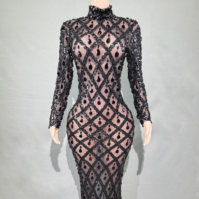 Shiny Rhinestone Women's Evening Party Formal Dress