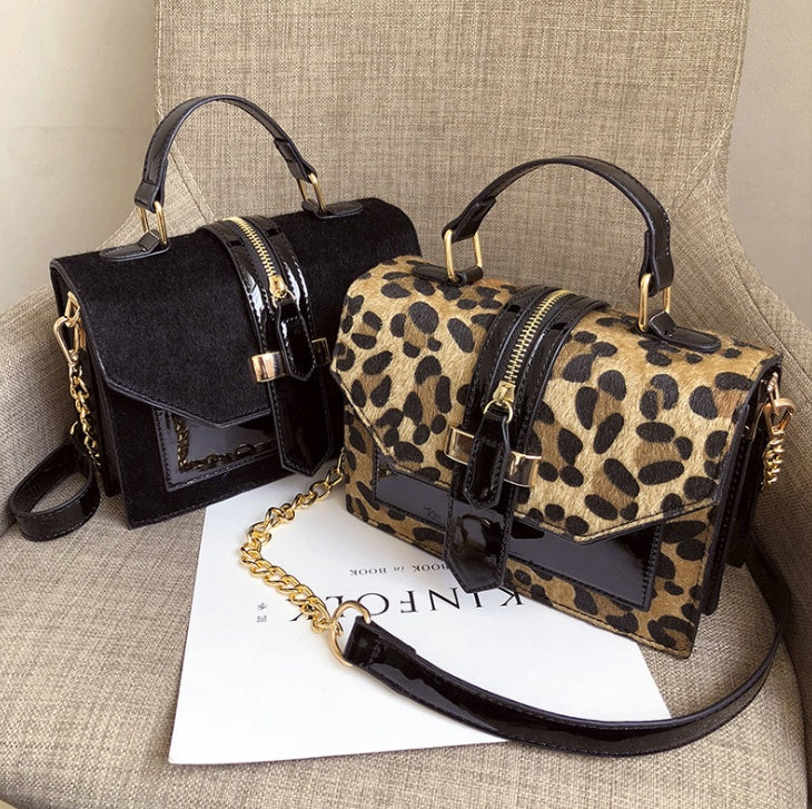 Leopard Print Chain Shoulder Crossbody Bag