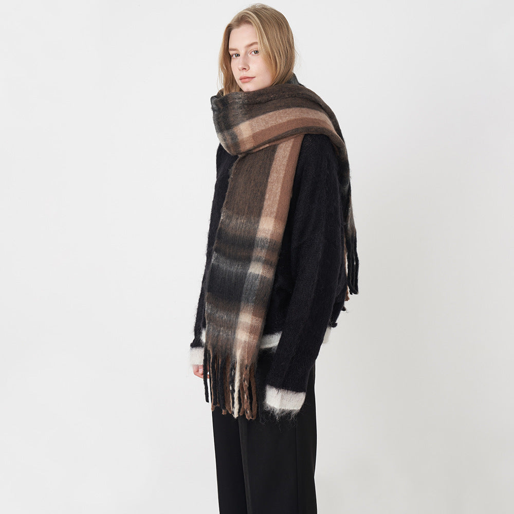 Classic European & American Plaid Cashmere-Feel Scarf