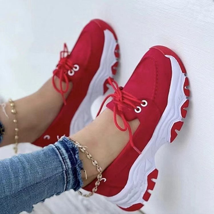 Women's Lace-Up Chunky Sneakers – Running & Walking Shoes