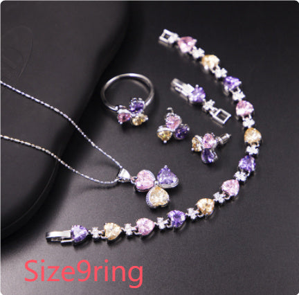 Clover Zircon Jewelry Set for Women