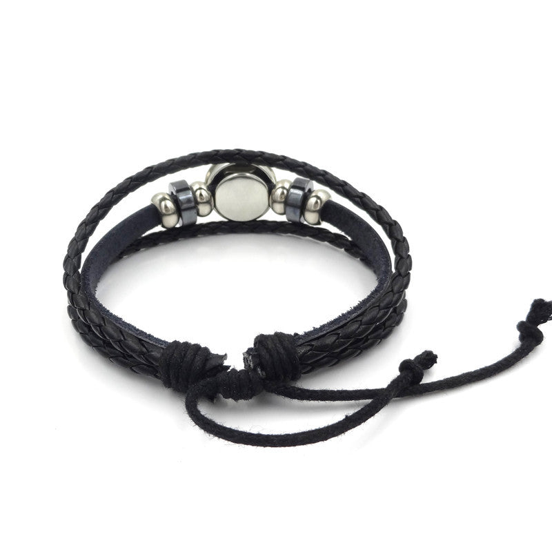 Sacred Geometry Sri Yantra Leather Bracelets Unisex