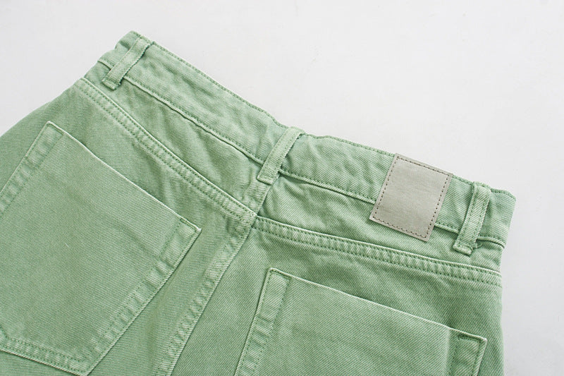 High Waist Irregular Denim Skirt Pants