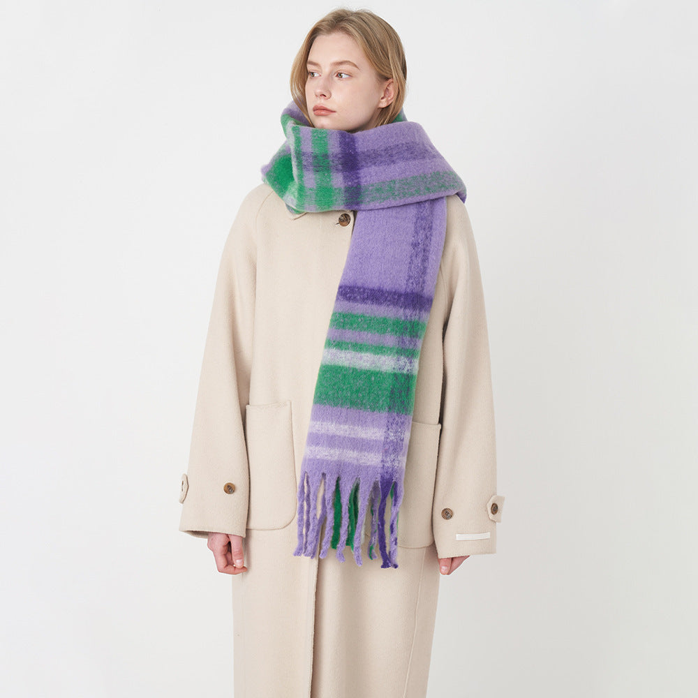 Classic European & American Plaid Cashmere-Feel Scarf