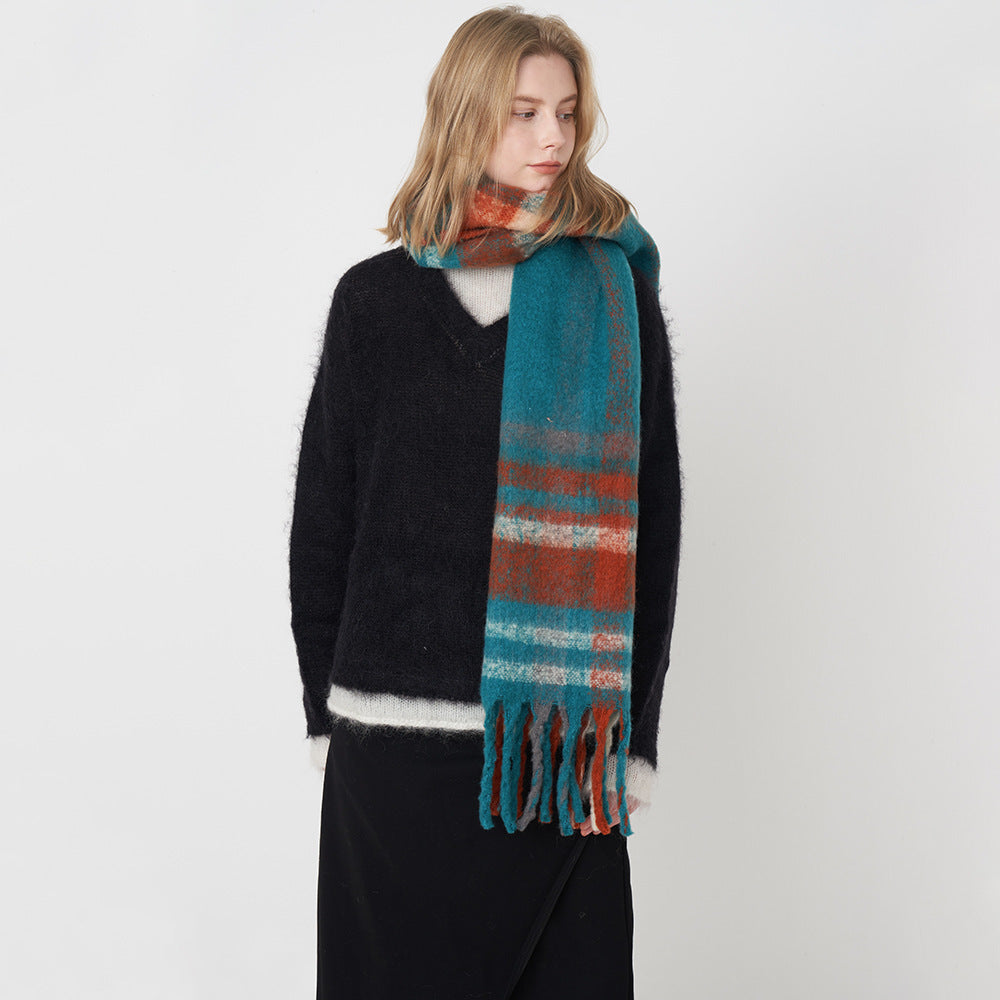 Classic European & American Plaid Cashmere-Feel Scarf