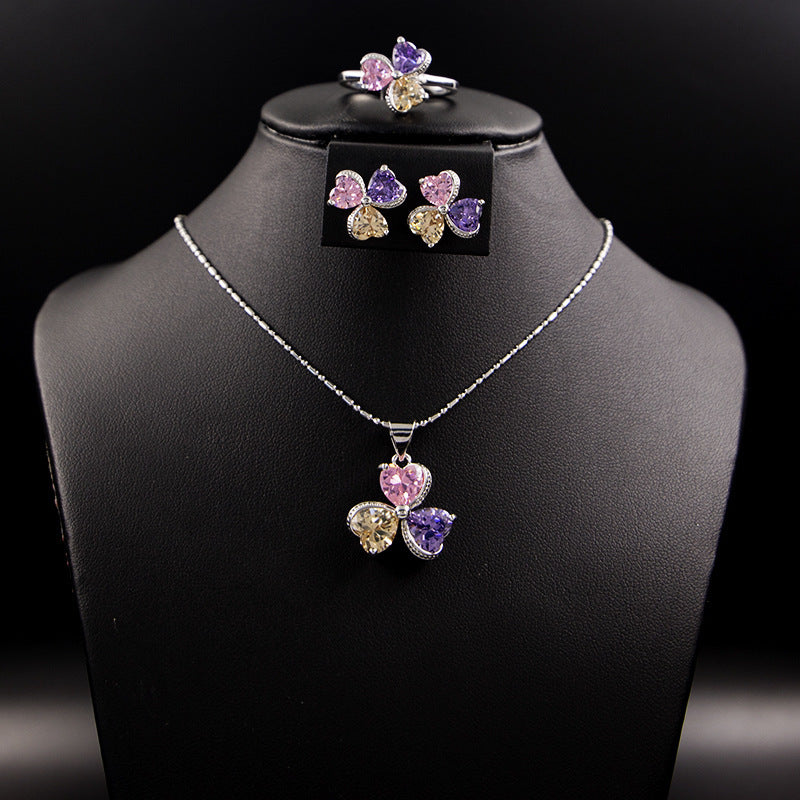 Clover Zircon Jewelry Set for Women