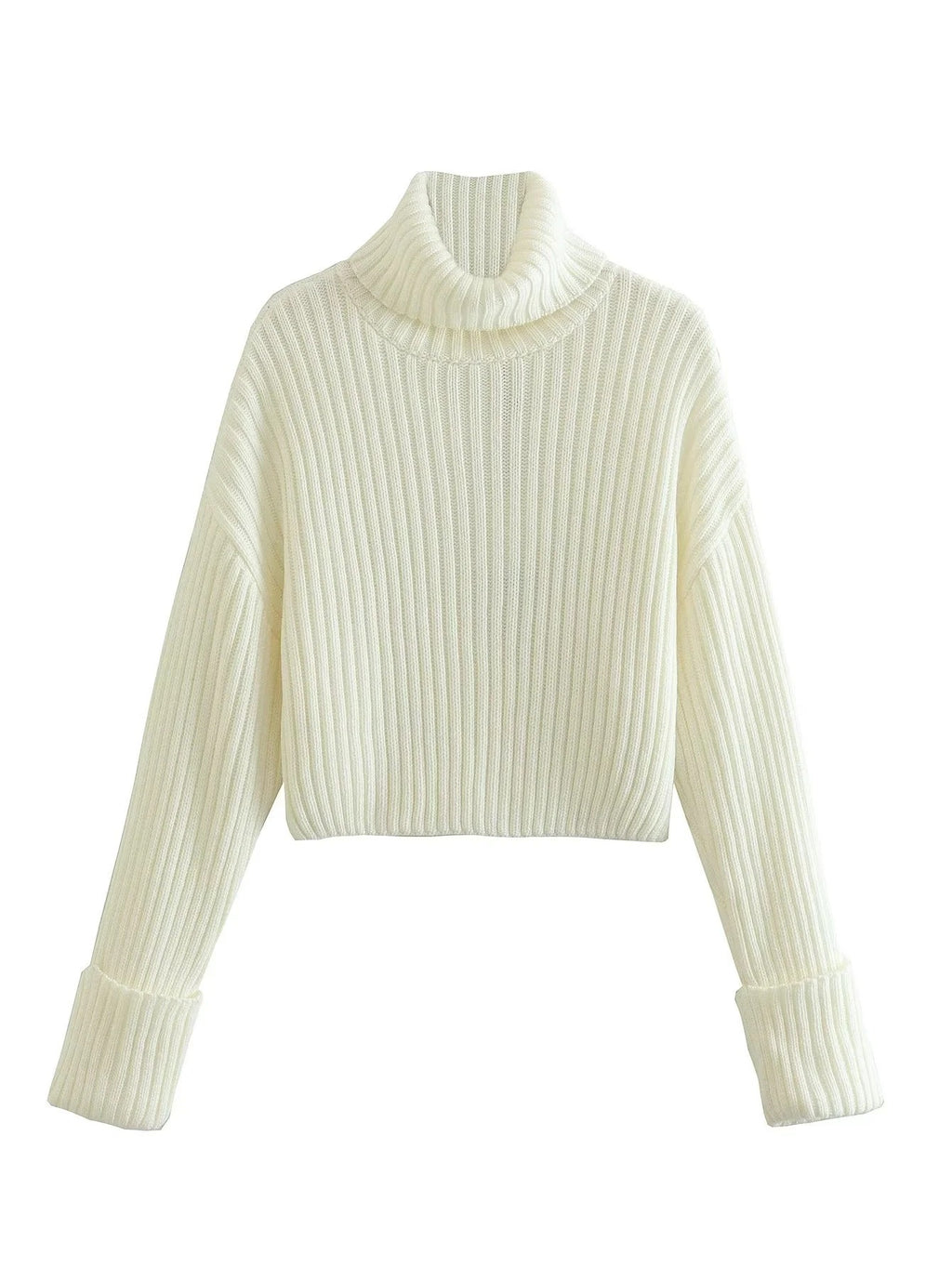 Striped Short Turtleneck Sweater