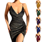 Women's Spaghetti Strap Bodycon V-Neck Dress