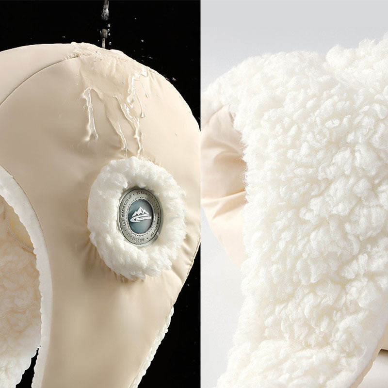 Women's Down Plush Winter Hat – Windproof, Waterproof, Ear-Protective, Warm Cycling Cap