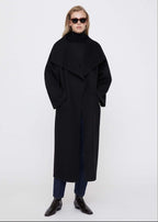 Lapel Coat Double-sided Wool Cashmere Side Split Long Coat For Women