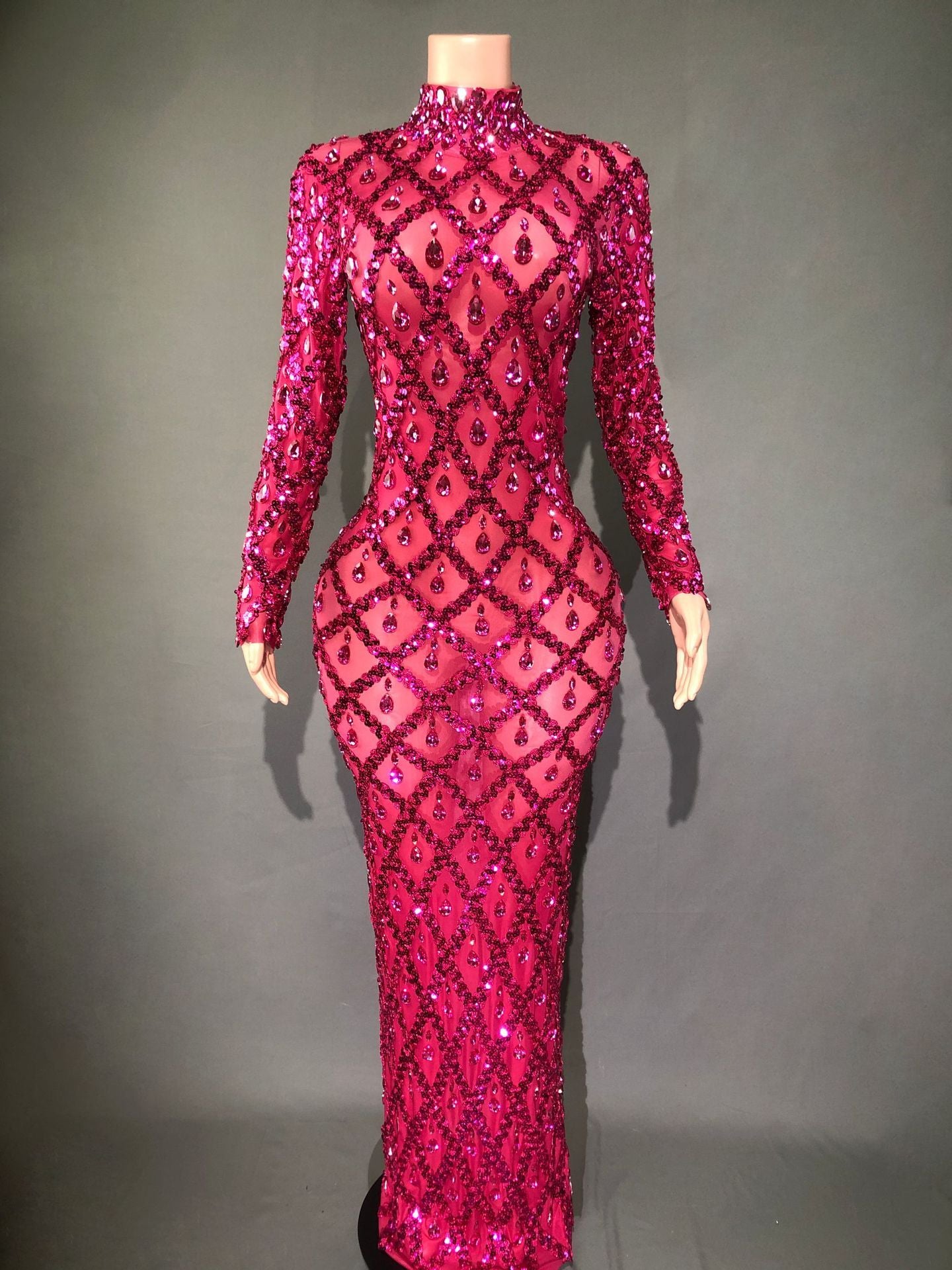 Shiny Rhinestone Women's Evening Party Formal Dress