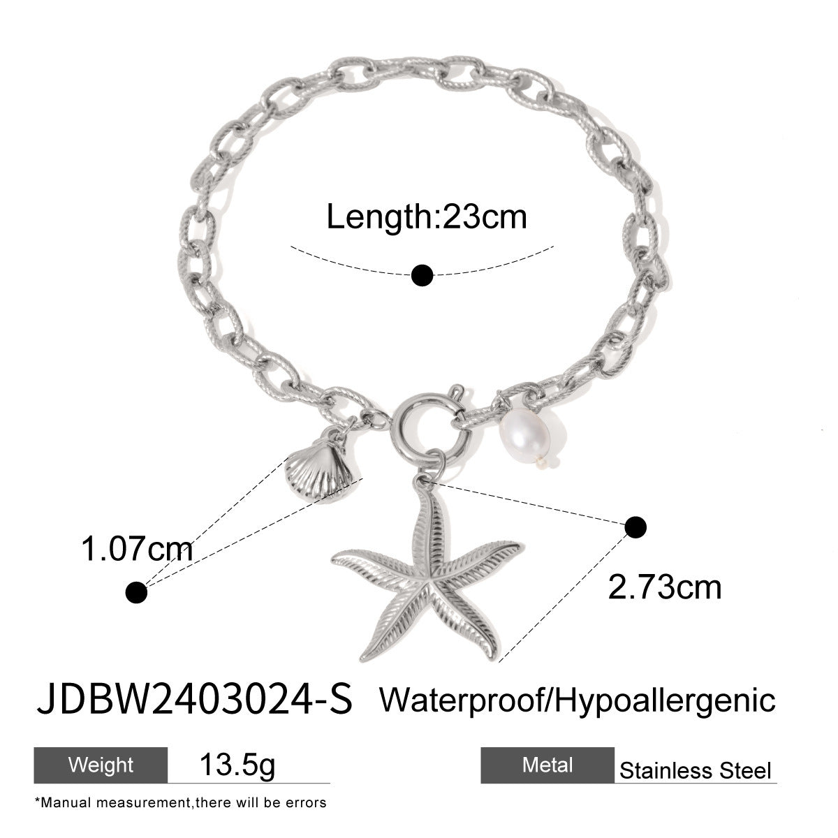 Stainless Steel Starfish Beach Bracelet for Women