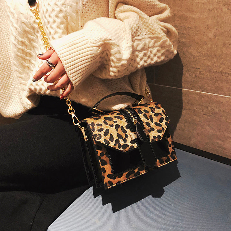 Leopard Print Chain Shoulder Crossbody Bag