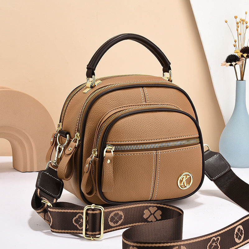 Women's Versatile Small Square Crossbody Bag – Multi-Zipper Shoulder Handbag