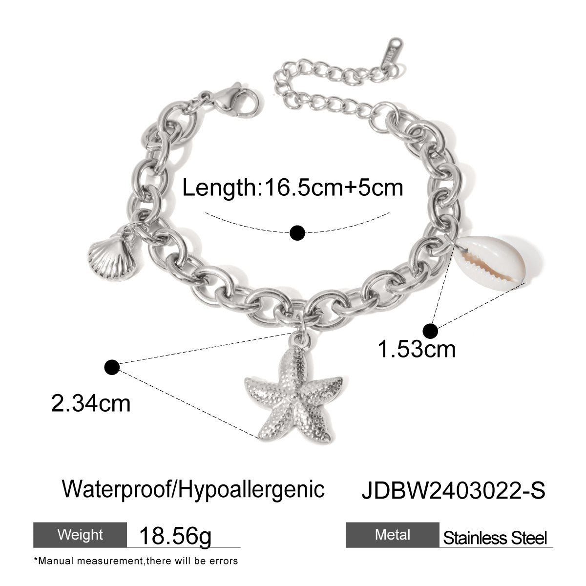 Stainless Steel Starfish Beach Bracelet for Women