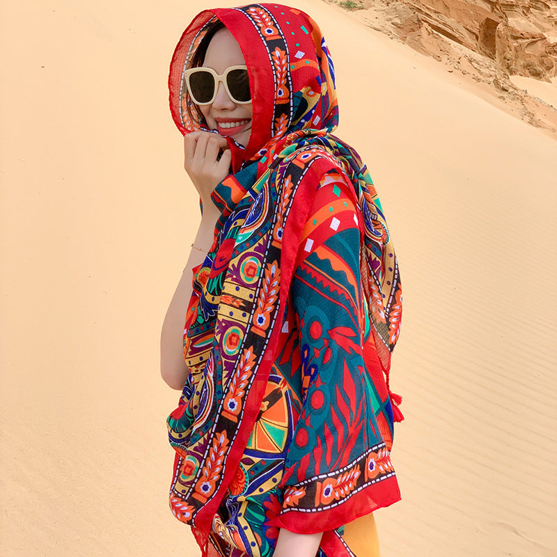 Women's Ethnic-Style Thin Oversized Scarf/Shawl