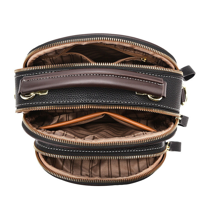 Women's Versatile Small Square Crossbody Bag – Multi-Zipper Shoulder Handbag