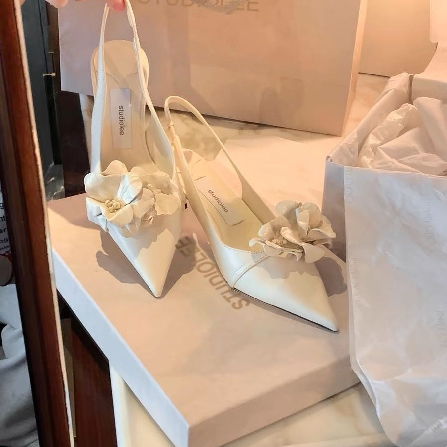 Women's Low-Cut Pointed Hollow Flower High Heels