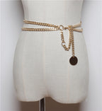 Women's Dress with Thin Belt & Chain Detail