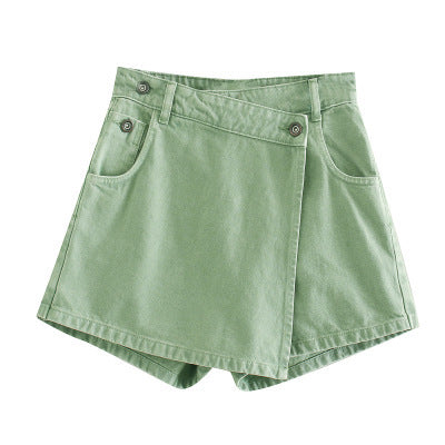 High Waist Irregular Denim Skirt Pants
