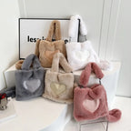 Women's Fluffy Plush Shoulder Tote – Autumn/Winter Handbag