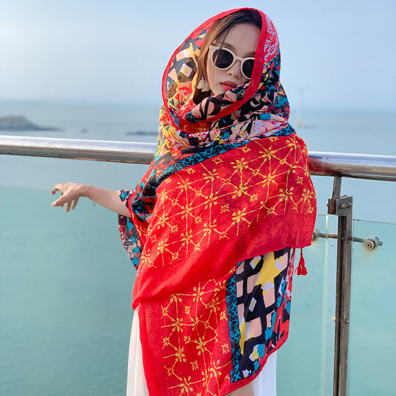 Women's Ethnic-Style Thin Oversized Scarf/Shawl
