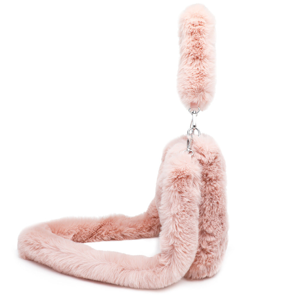 Women's Fluffy Plush Shoulder Tote – Autumn/Winter Handbag