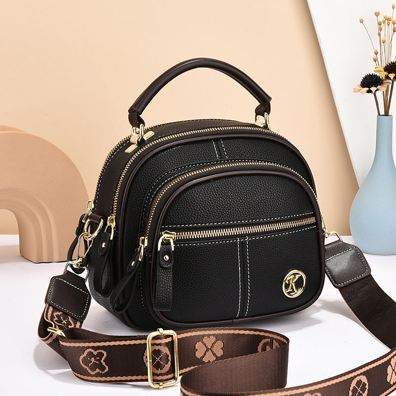 Women's Versatile Small Square Crossbody Bag – Multi-Zipper Shoulder Handbag